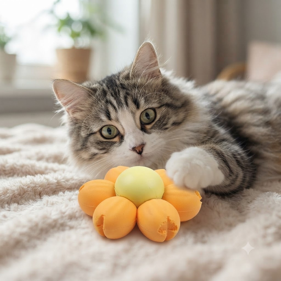 [JG-099] JUGUETE GATO CATNIP FLORECITA